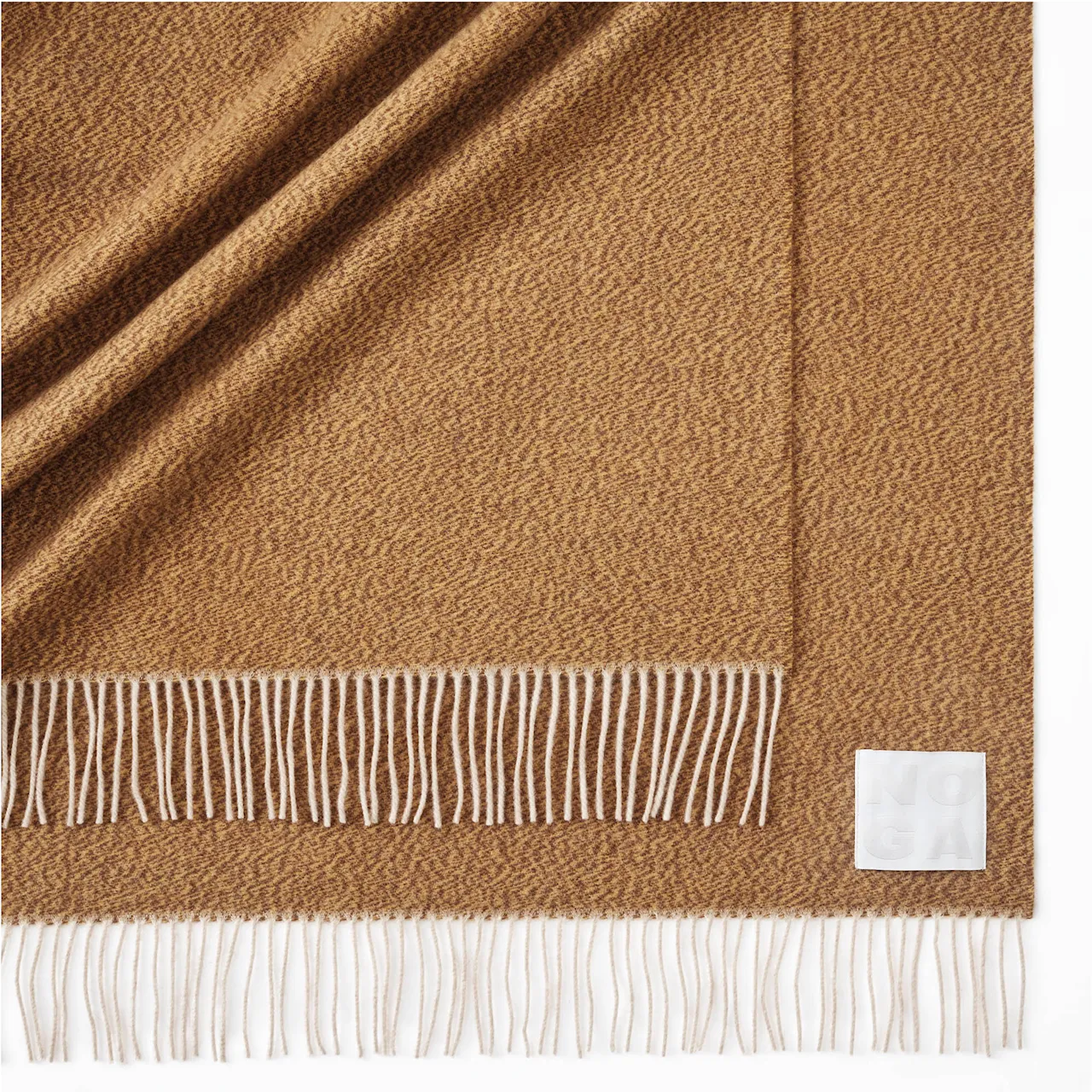 NO GA Merino Mouliné Throw 130 x 180 cm Amber Yellow/Chocolate Brown