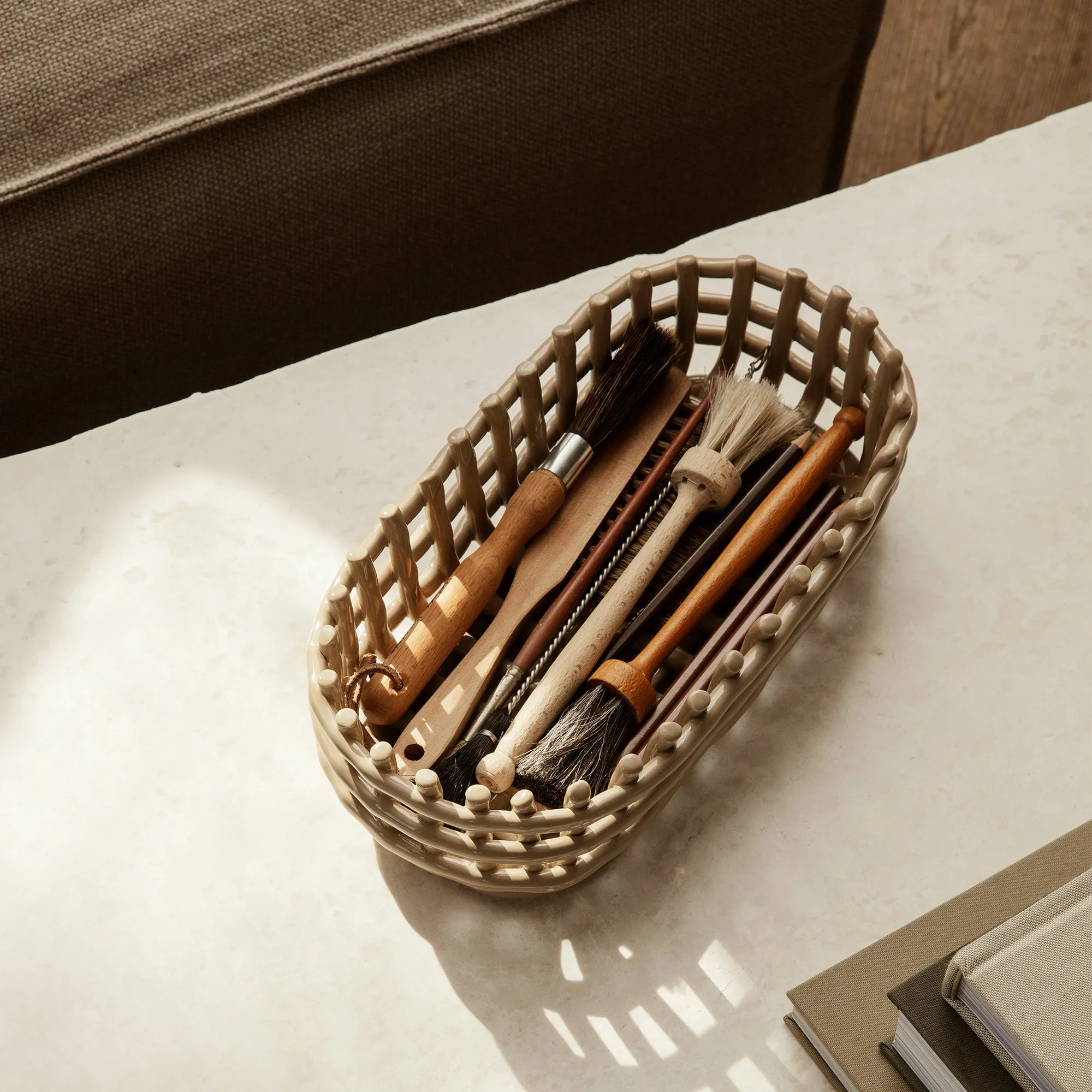 Ceramic Basket Oval prydnadsskål