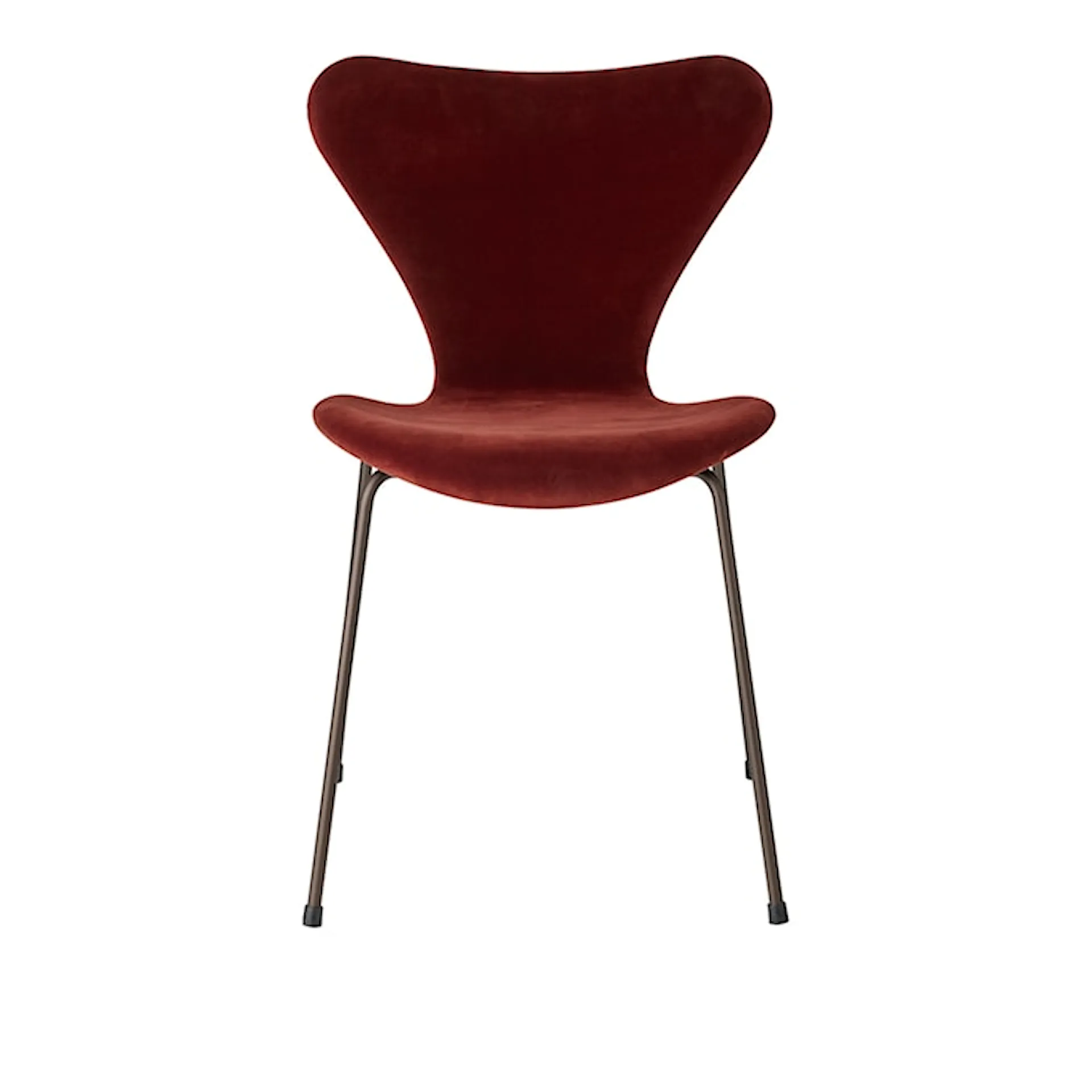 Sjuan 3107 stol helklädd sammet stålstativ brun brons - Fritz Hansen - Arne Jacobsen - NO GA