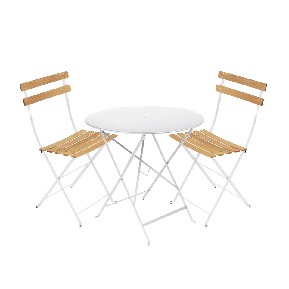 Bistro Matgrupp Bord Ø77 cm & 2 st Natural Chair