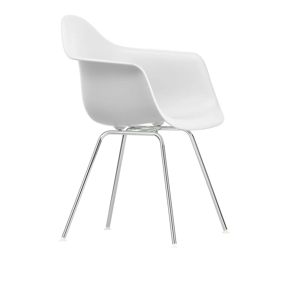 Eames RE Plastic Armchair DAX 85 Cotton White, Chrome