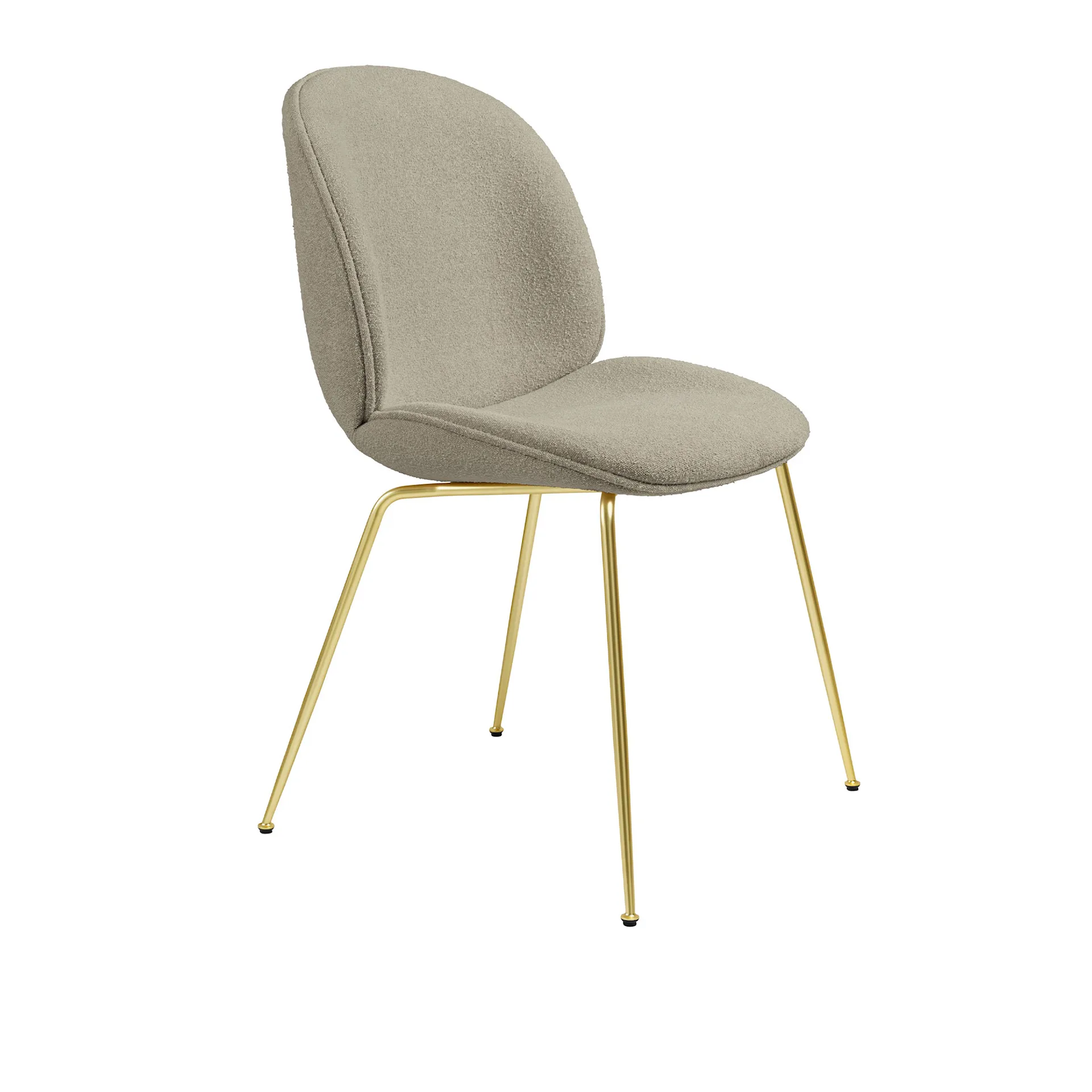 Beetle Dining Chair Brass - Helklädd Light Bouclé - Gubi - GamFratesi - NO GA