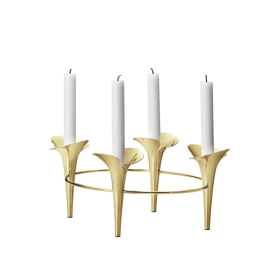 Bloom Botanica Taper Candleholder, 4 Candles, Gold