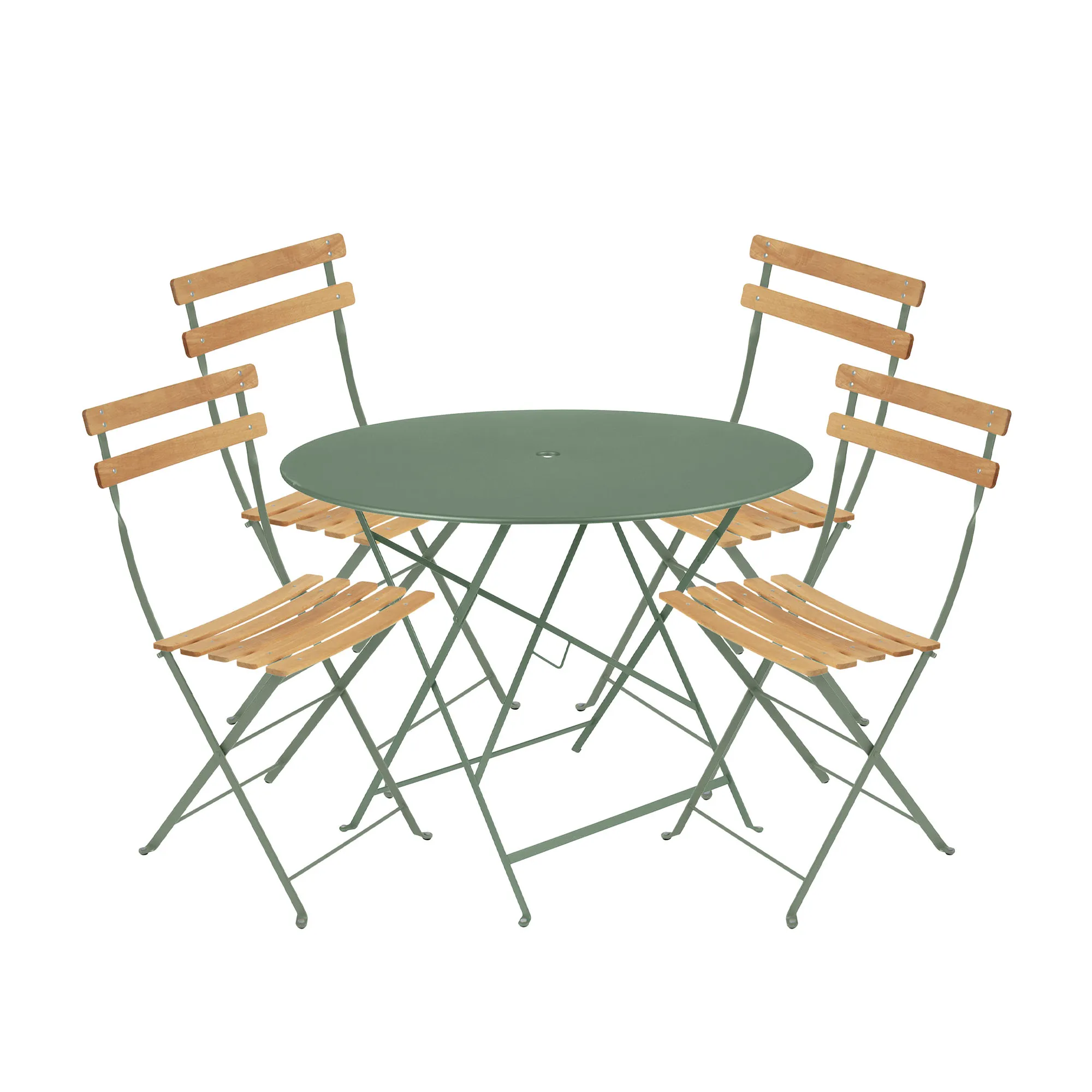 Bistro matgrupp Ø96cm & 4 trä stolar - 1