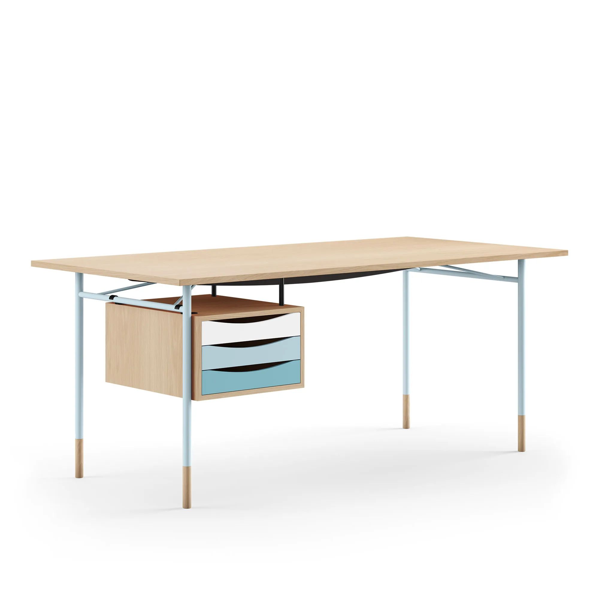 Nyhavn skrivbord 170 cm Cold med lådor Light blue - 1