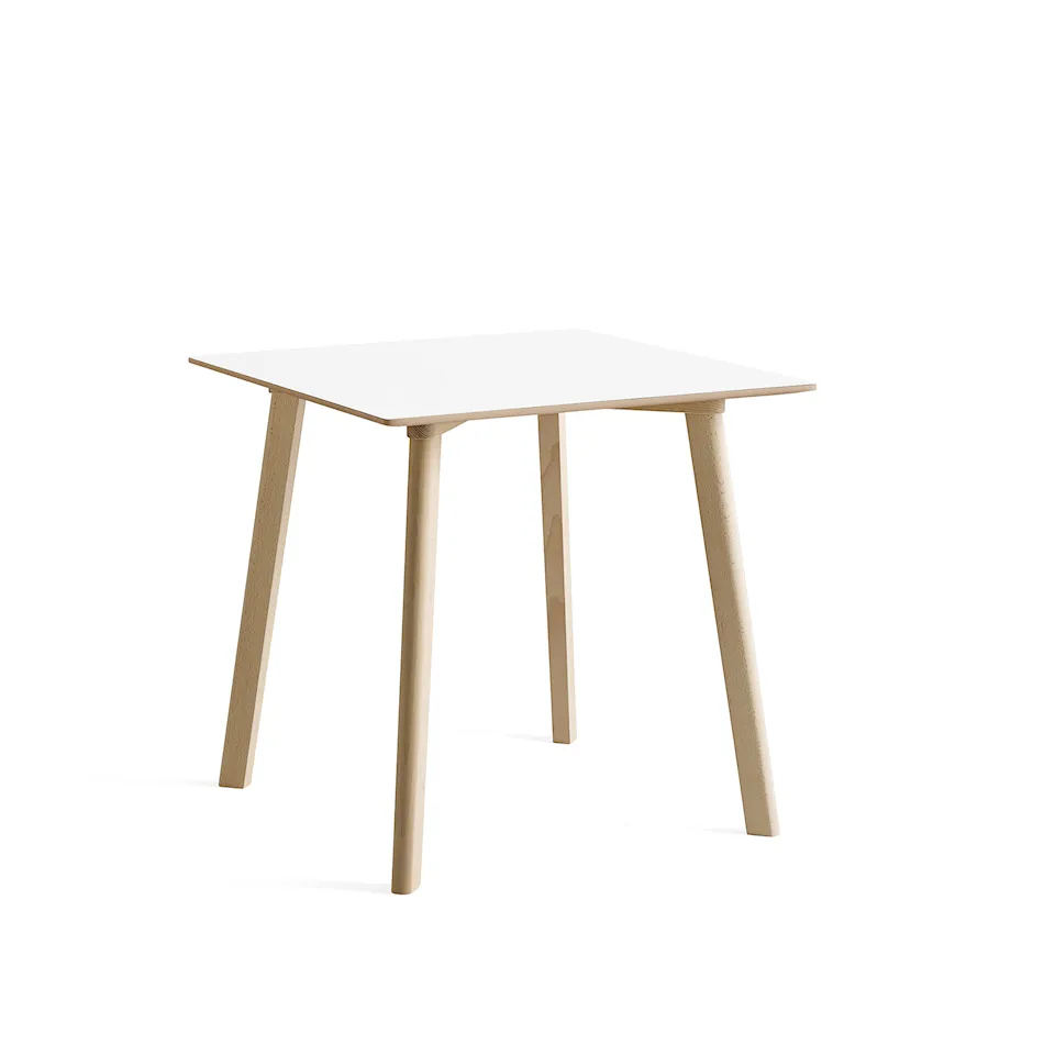 CPH Deux 210 2.0 Table Untreated Beech Frame L75 X W75 X H73 Pearl White Top Lacquered Beech Edge