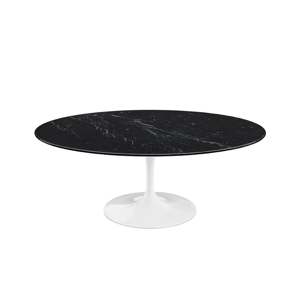 Saarinen Oval Table - Soffbord, Vitt underrede, skiva i glansig grön Alpi marmor