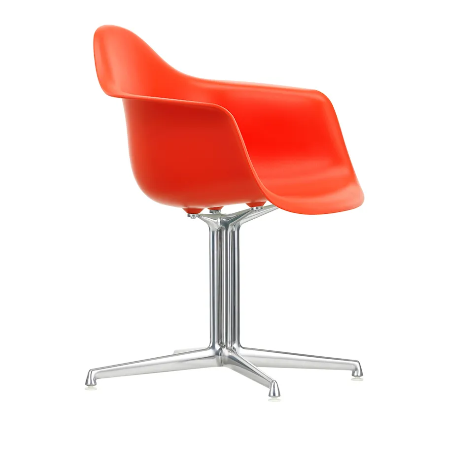 Eames Plastic Armchair DAL 03 Poppy Red Aluminium Polished