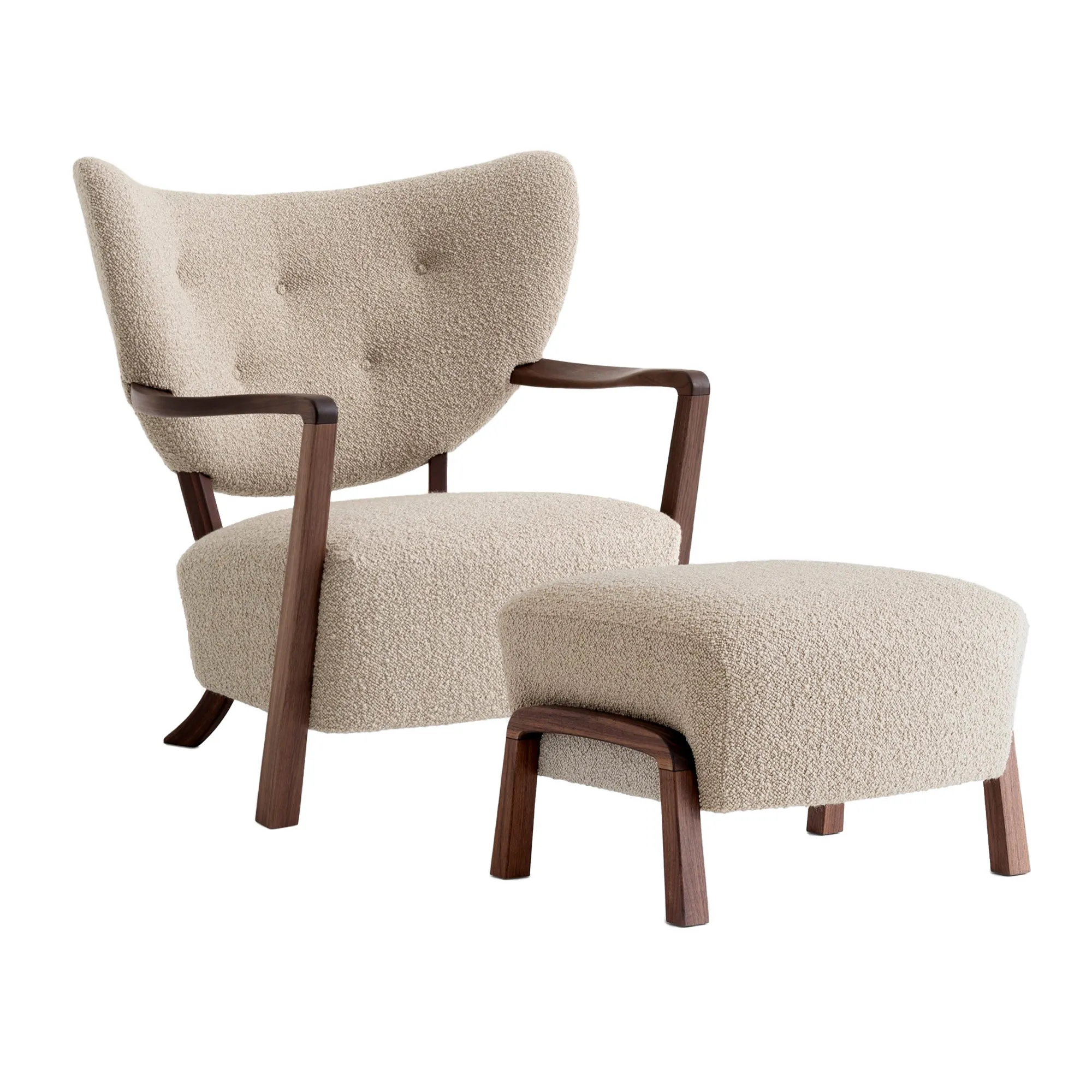 Wulff Lounge Chair ATD2 + Pouf ATD3 Walnut - 1
