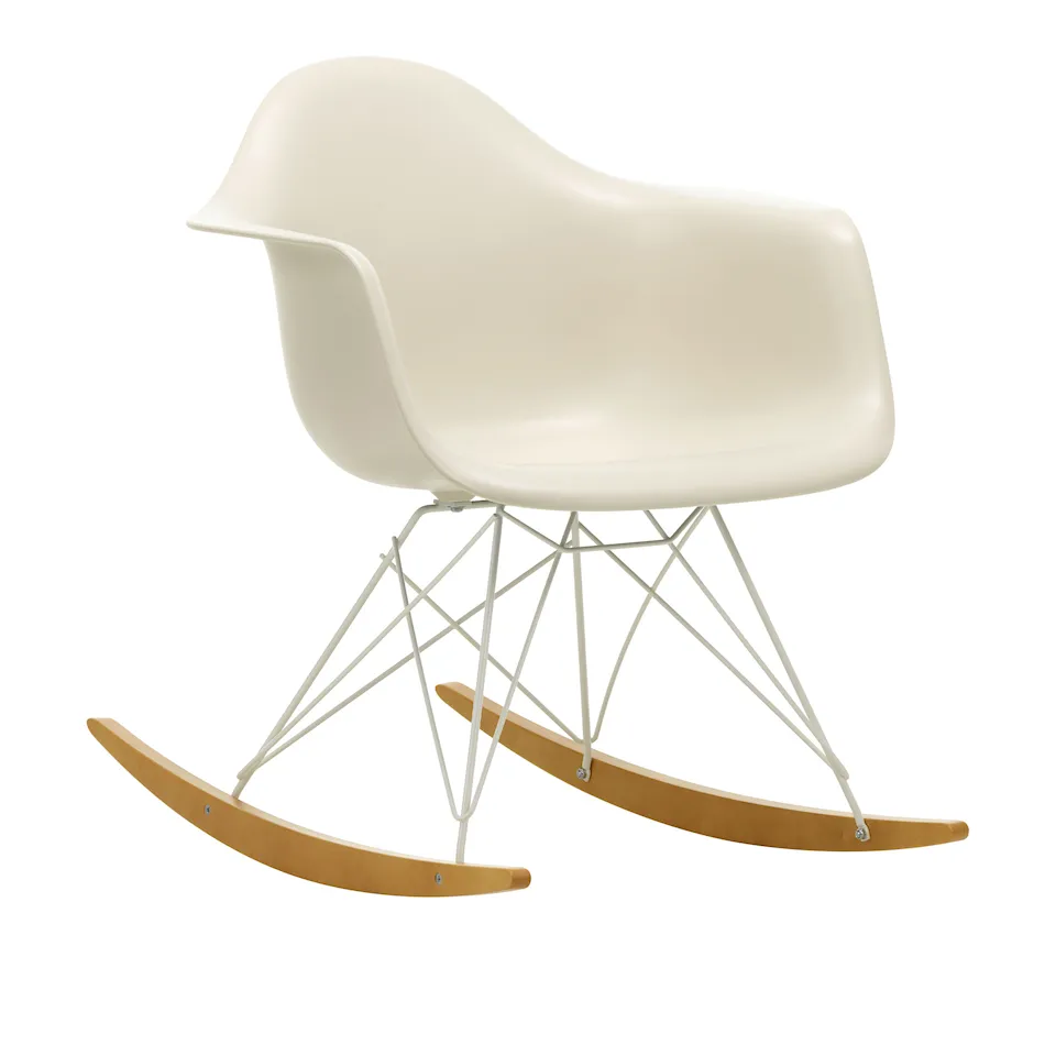 Eames Plastic Armchair RAR - 11 Pebble - White Base - Golden Maple