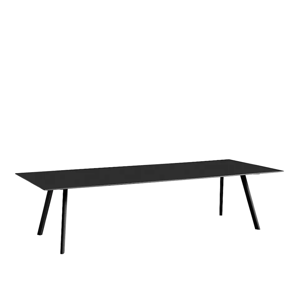 CPH30 2.0 Table Black Lacquered Oak Frame L300 X W90 X H74  Black Linoleum Tabletop Black Lacquered Edge