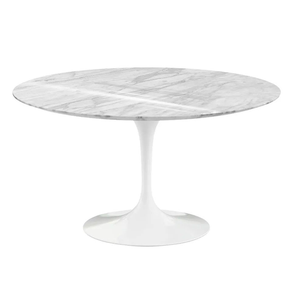 Saarinen Round Table - Matbord, Ø 137 cm, Vitt underrede, skiva i matt Statuarietto marmor