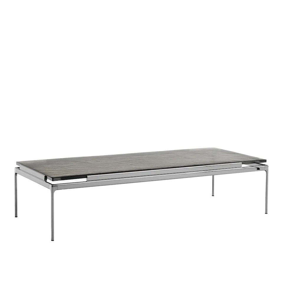 Sett Coffee Table LN12, Smoked Cast Glass/Dark Chrome