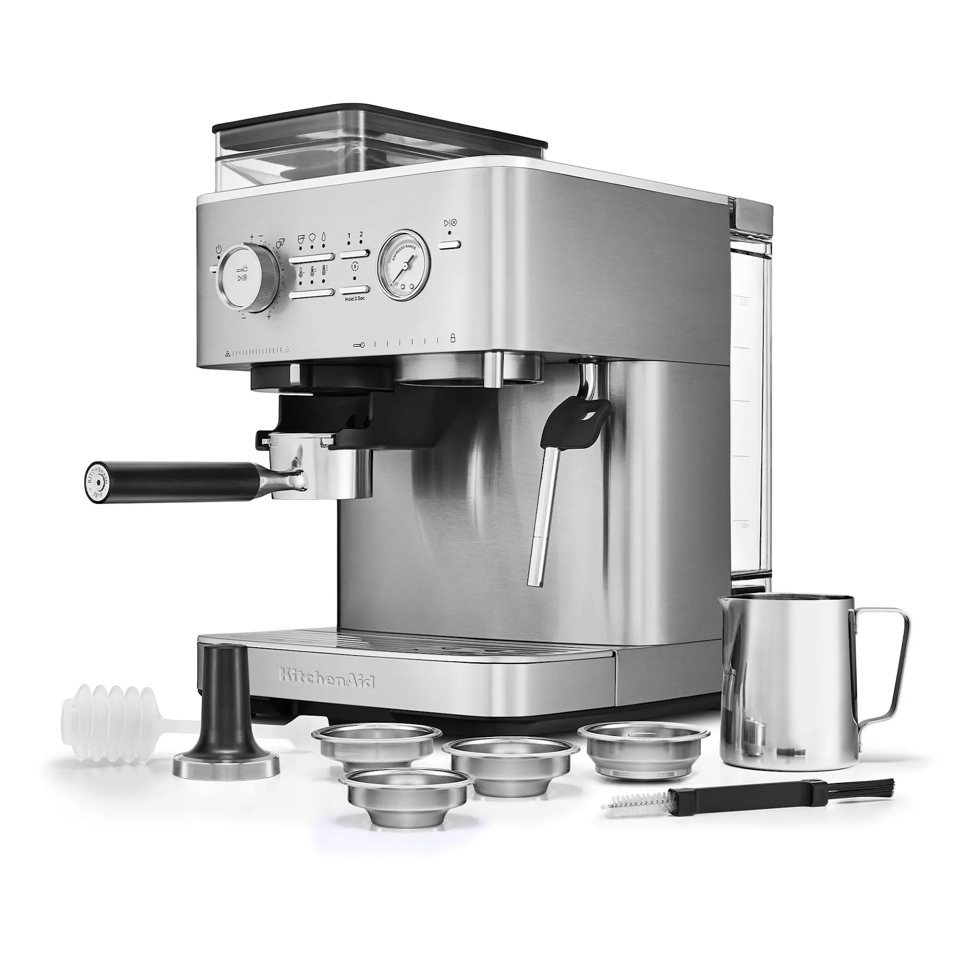 Halvautomatisk espressomaskin med kvarn rostfritt stål 5KES6551ESX - KitchenAid - NO GA