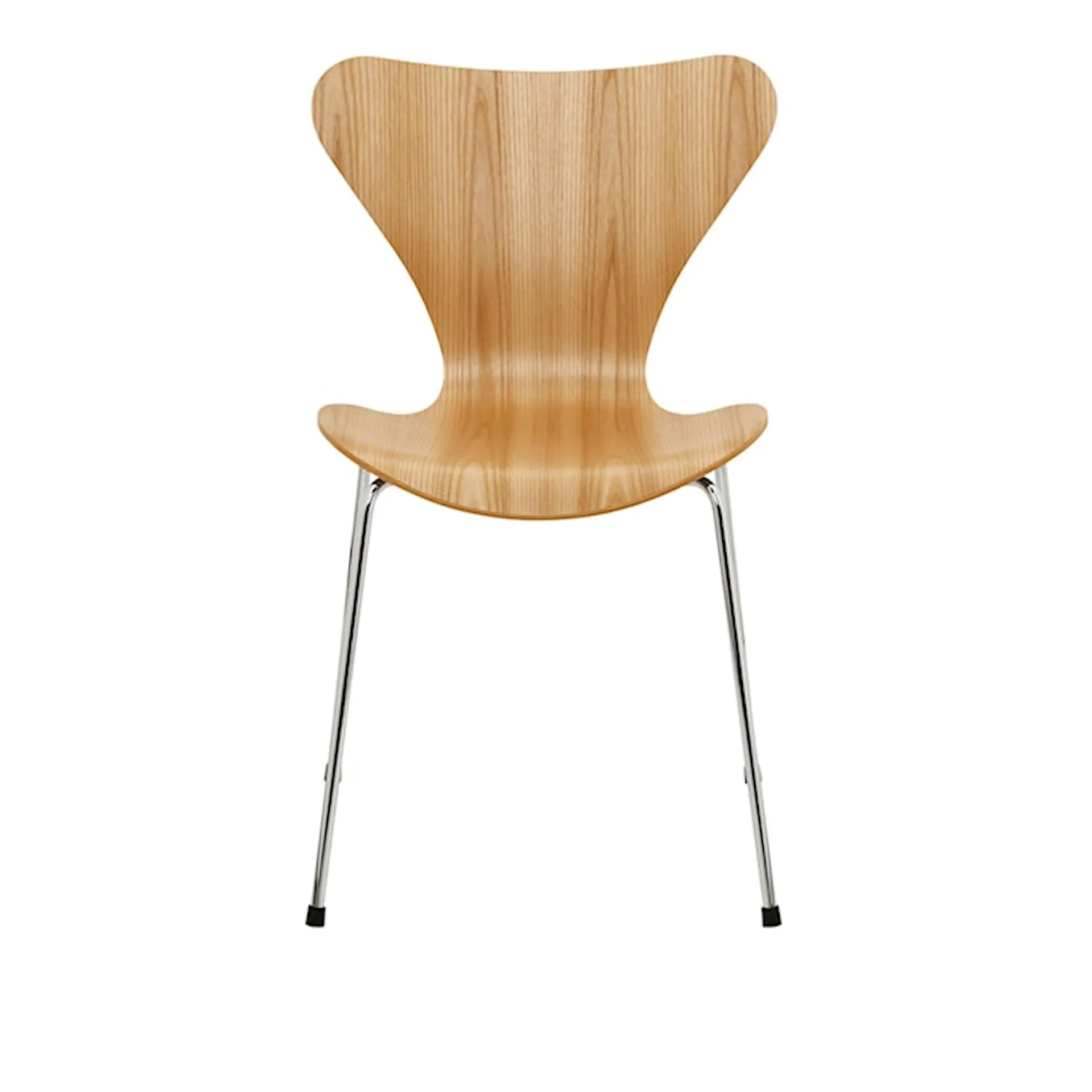 Sjuan 3107 stol träfanér stålstativ krom - Fritz Hansen - Arne Jacobsen - NO GA