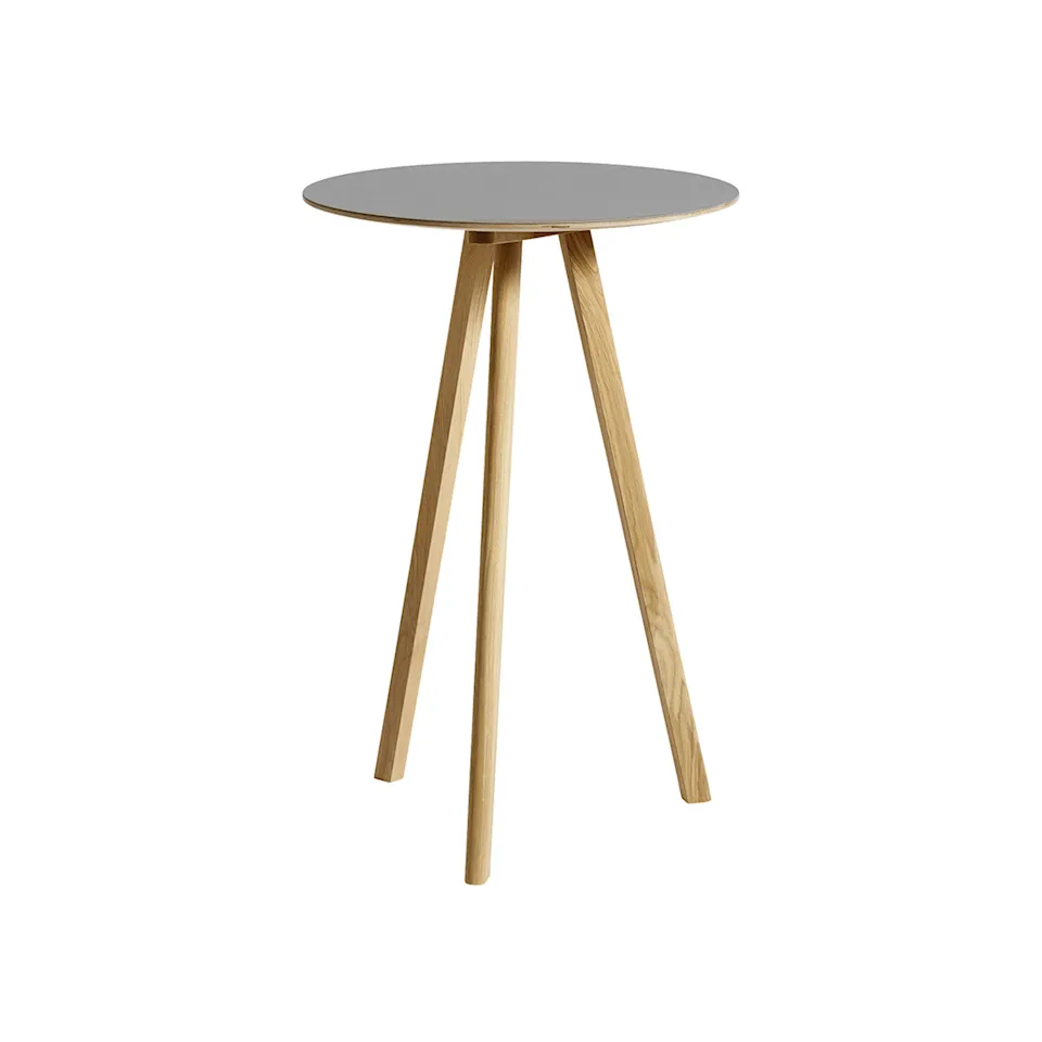 CPH20 2.0 High Table Lacquered Solid Oak Frame Ø70 X H105 Grey Linoleum Top Lacquered Edge