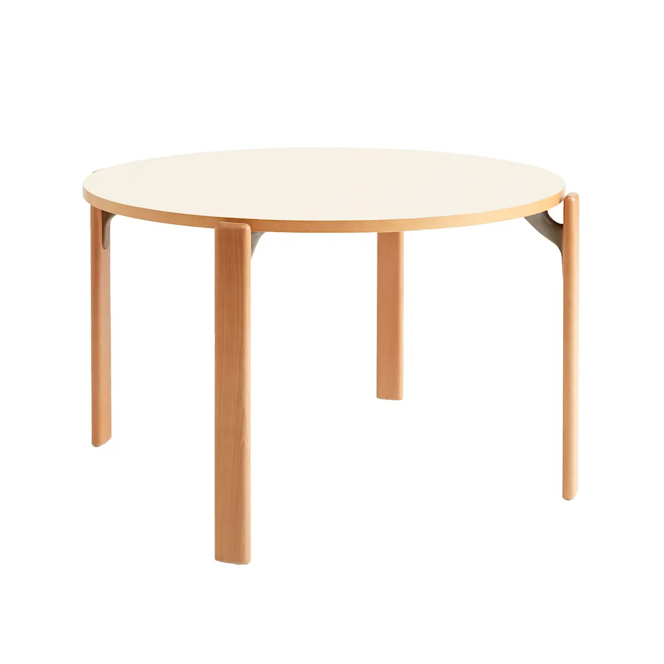 Rey Table Golden waterbased lacq. beech frame, 128xH74,5 Ivory white laminate tabletop