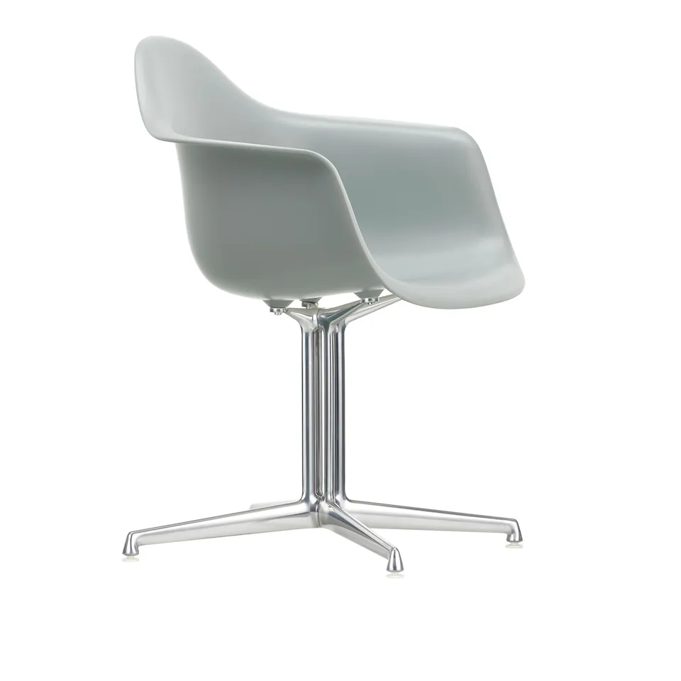Eames Plastic Armchair DAL 24 Light Grey Aluminium Polished