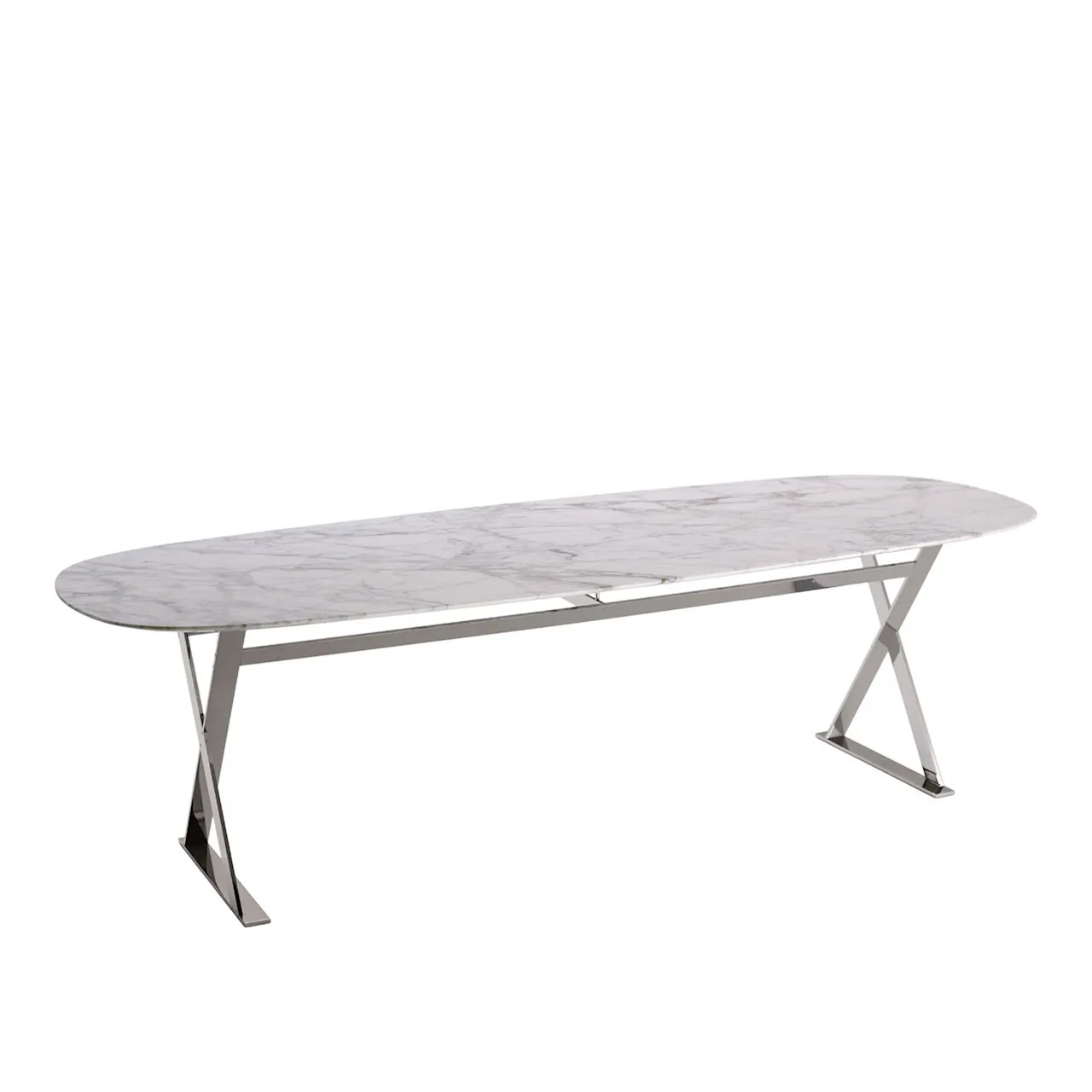 Pathos Elliptic bord 190, Bright chromed frame, Calacatta White Marble top