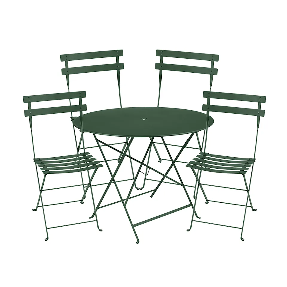 Bistro Matgrupp Ø 96 cm & 4 st Metal Chair