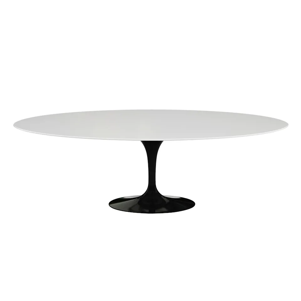 Saarinen Oval Table - Matbord, 244 x 137 cm, Svart underrede, skiva i Vit laminat