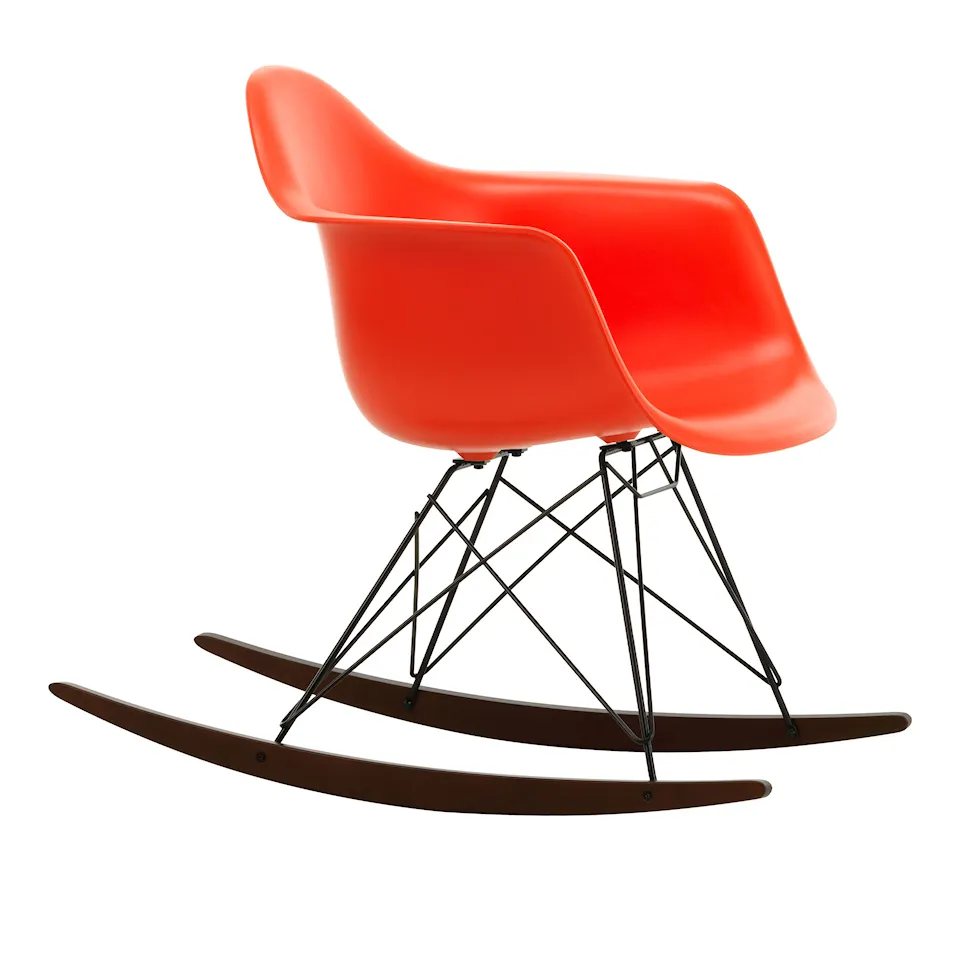 Eames Plastic Armchair RAR - 03 Poppy Red - Basic Dark Base - Dark Maple