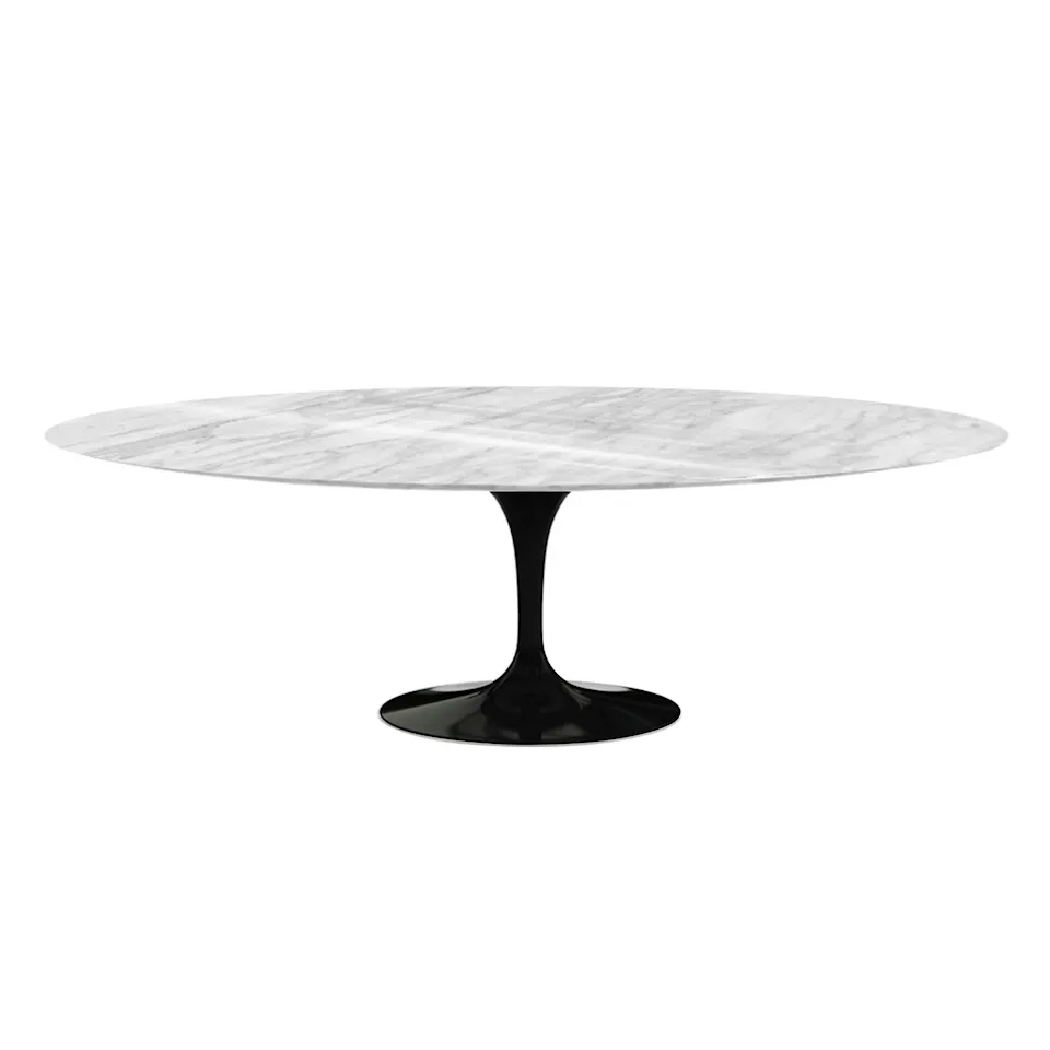 Saarinen Oval Table - Matbord, 244 x 137 cm, Svart underrede, skiva i matt Statuarietto marmor