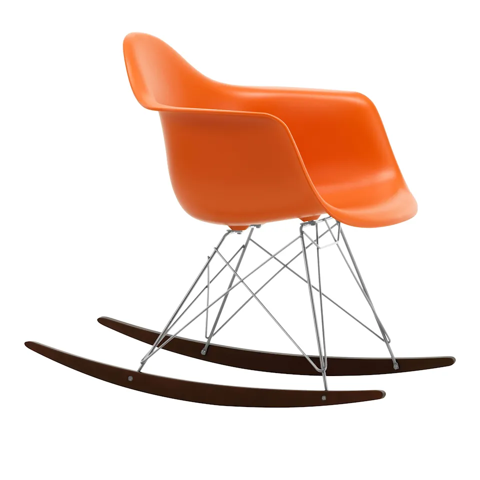 Eames Plastic Armchair RAR - 43 Rusty Orange - Chrome Base - Dark Maple