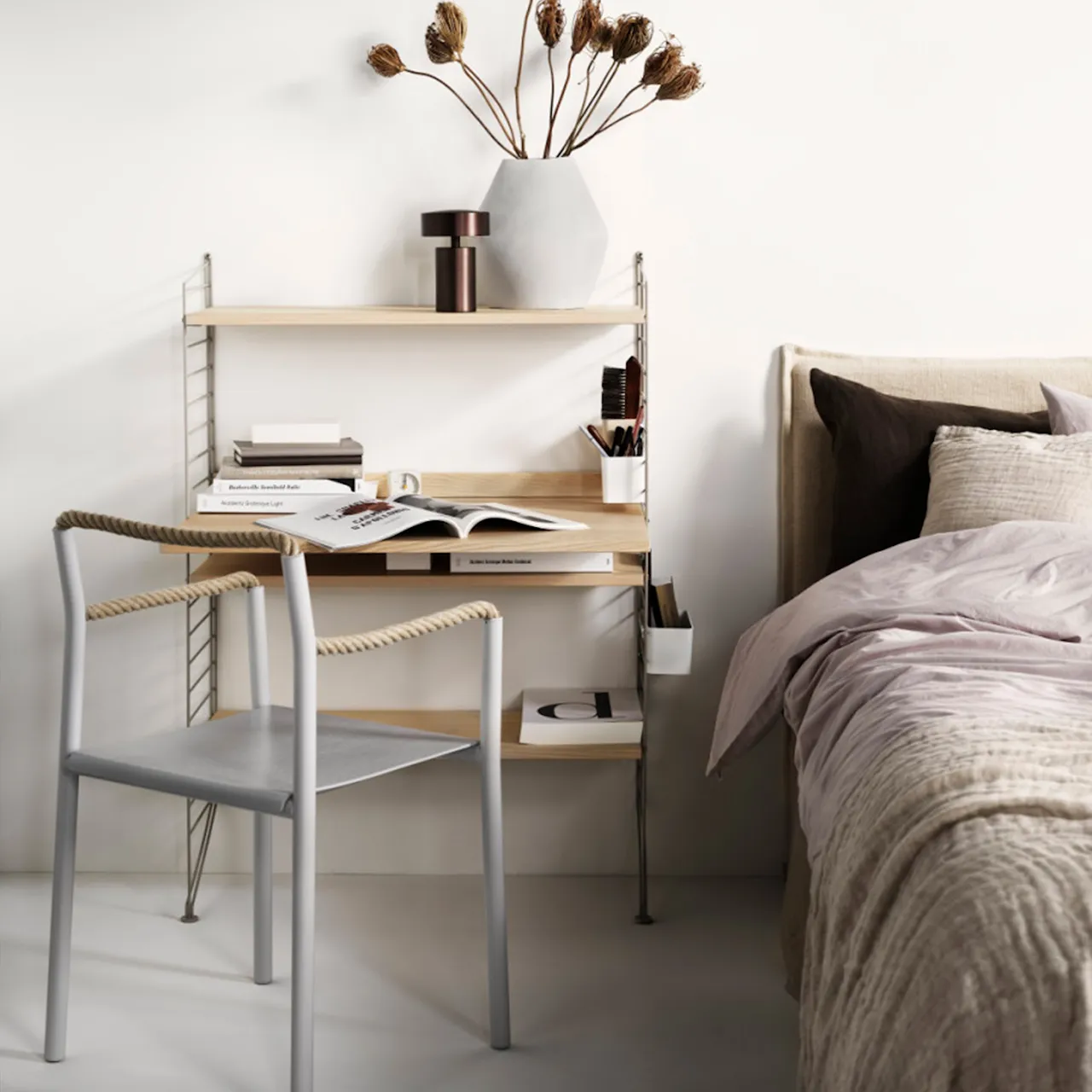 Kontor hyllsystem H valnöt/beige