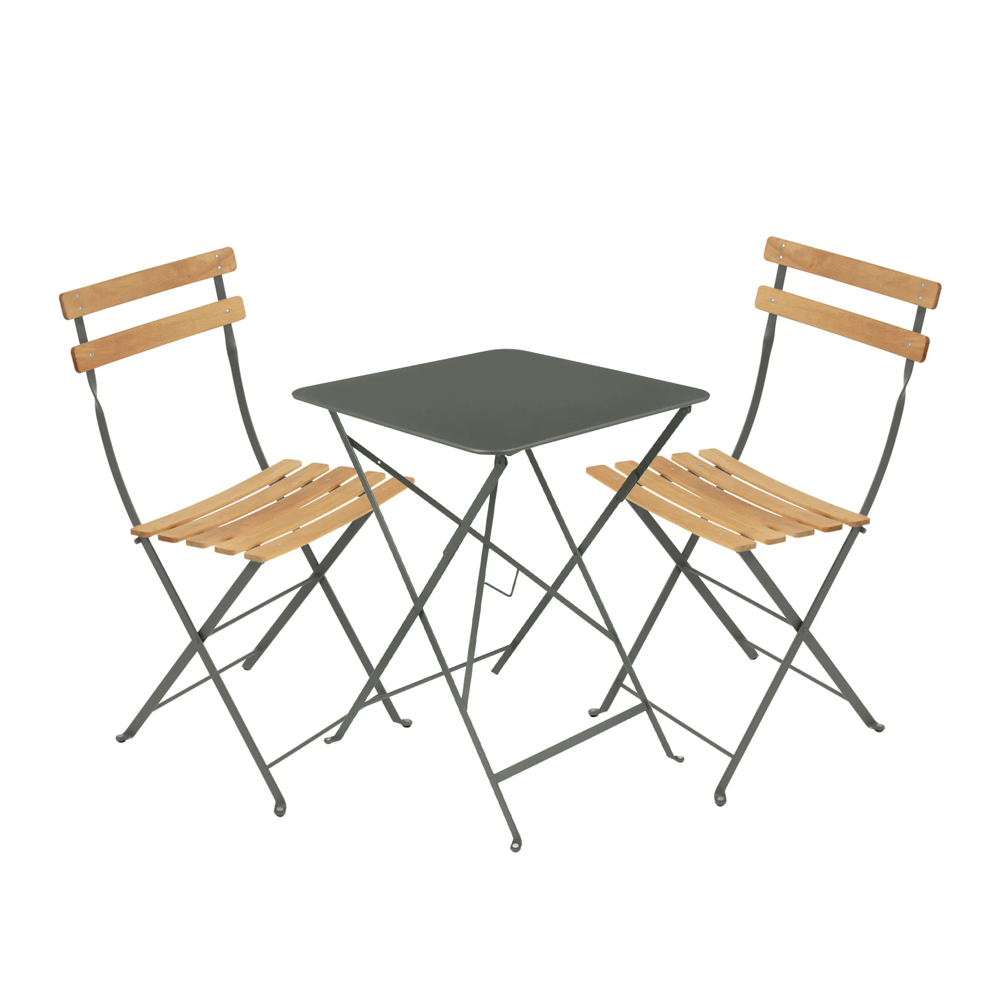 Bistro matgrupp bord 57cm & 2 trä stolar - 1