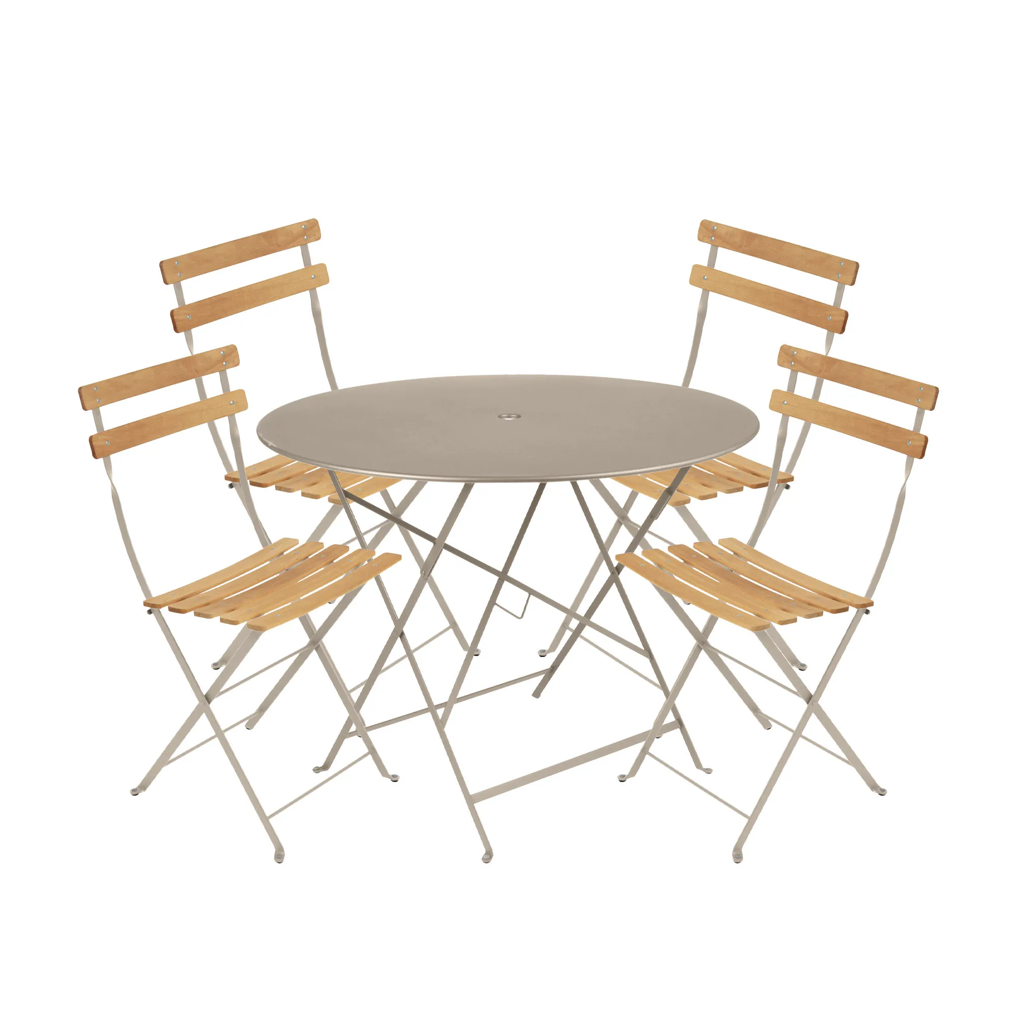 Bistro matgrupp Ø96cm & 4 trä stolar - 1