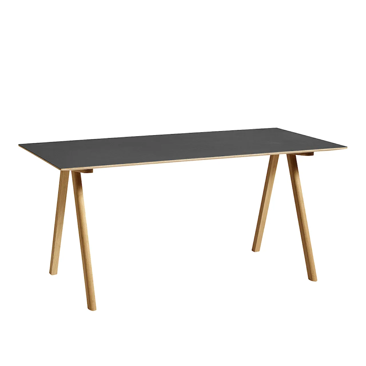 CPH10 2.0 Desk Lacquered Oak Frame L160 X W80 X H74 Grey Linoleum Top Lacquered Edge