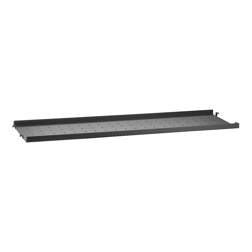 Metallhyllplan låg kant 78 x 20 cm svart