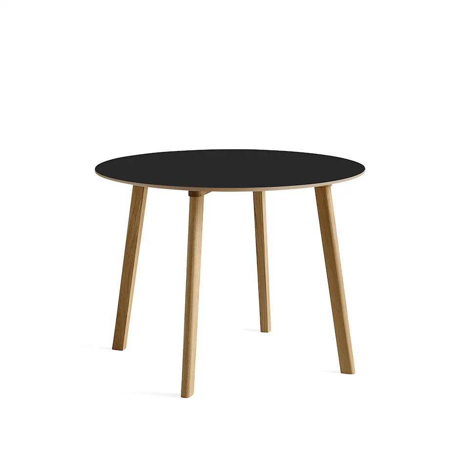 CPH Deux 220 2.0 Table Lacquered Oak Frame Ø98 X H73 Ink Black Top Lacquered Beech Edge