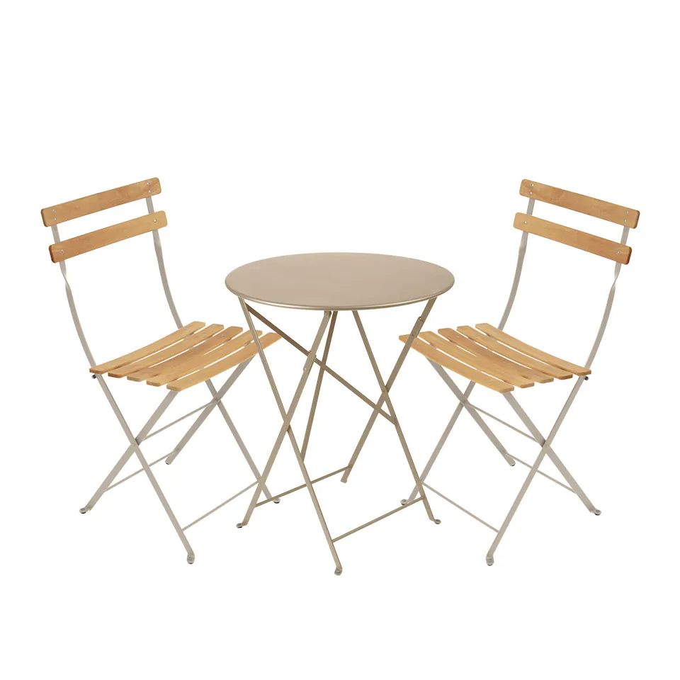 Bistro Matgrupp Bord Ø60 cm & 2 st Natural Chair