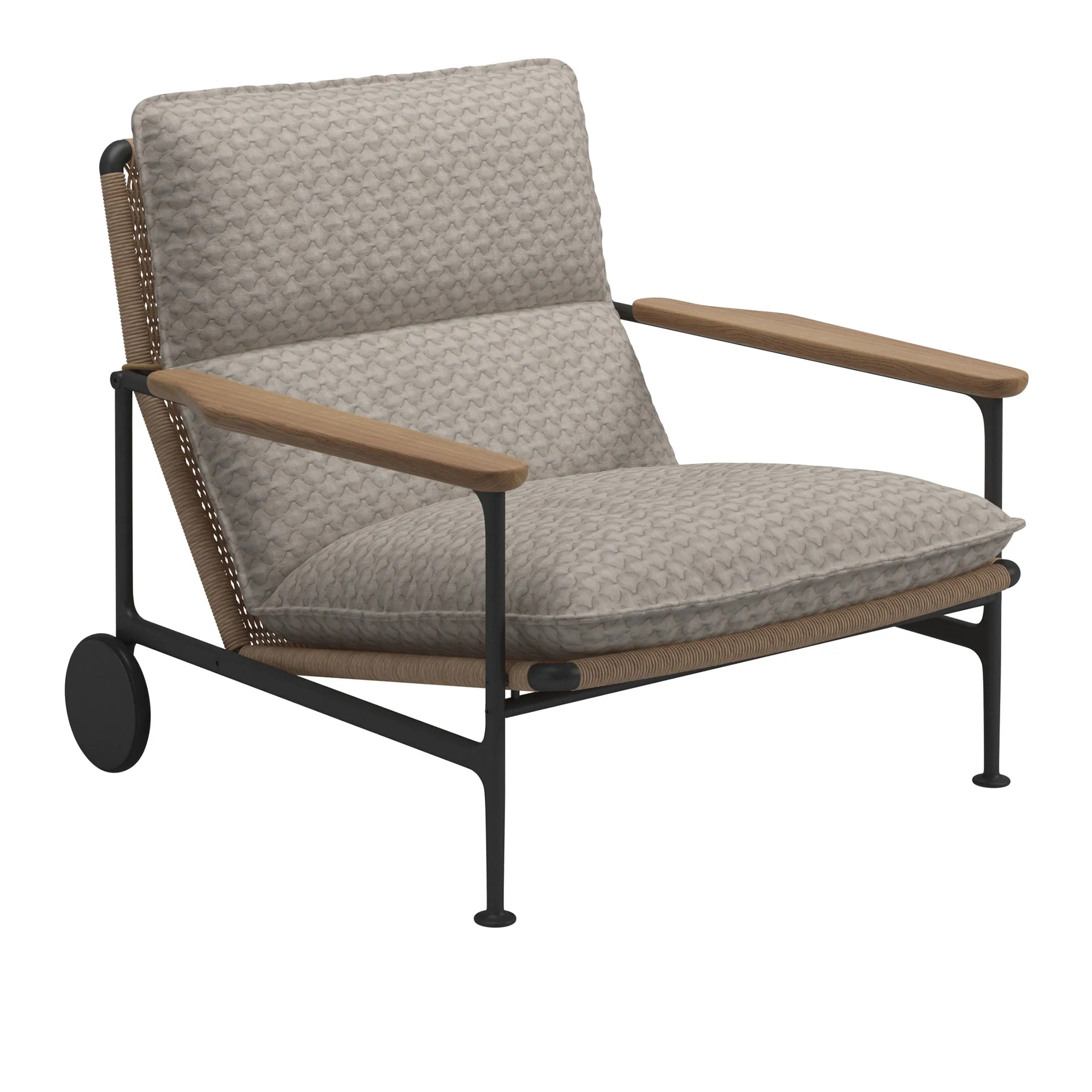 Zenith Lounge Chair with Teak Arms - Meteor - 1