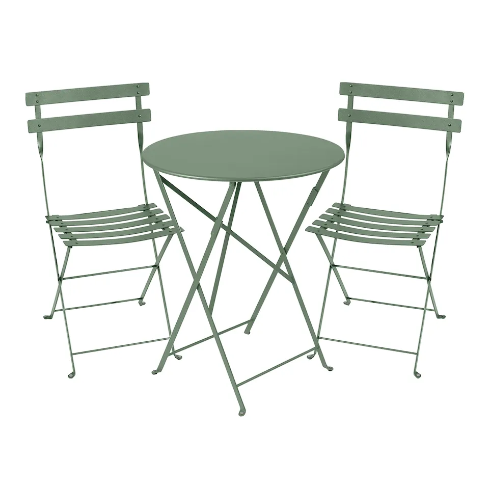 Bistro Matgrupp Bord Ø60 cm & 2 st Metal Chair