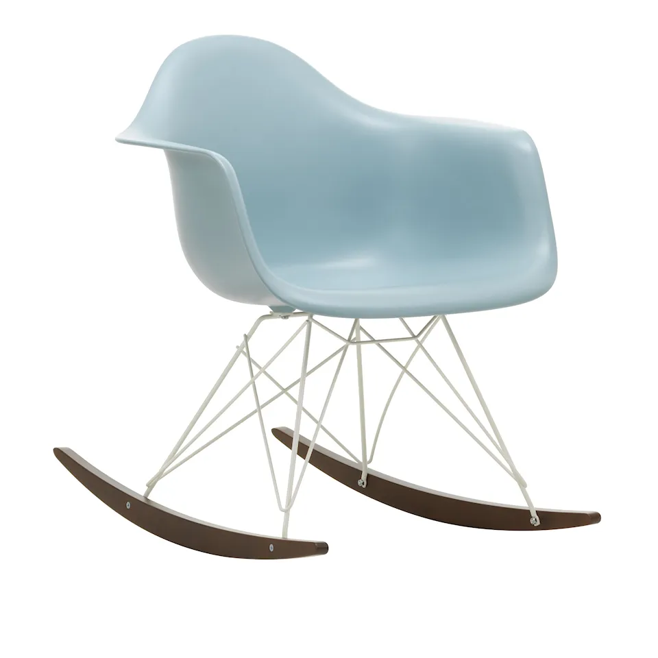 Eames Plastic Armchair RAR - 23 Ice Grey - White Base - Dark Maple