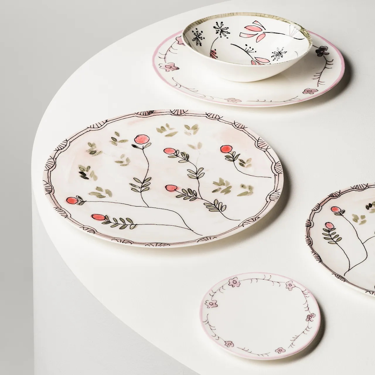 Low Bowl S Fiore Rosa - Set of 2