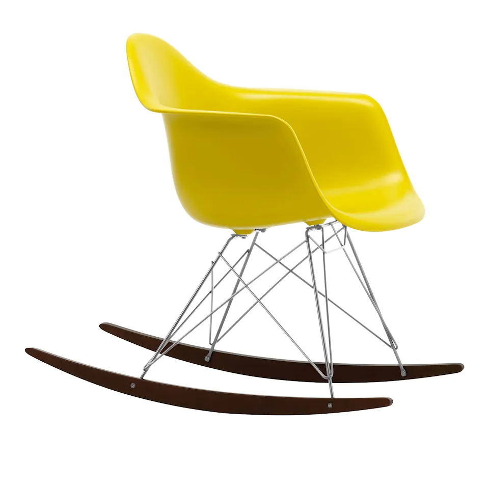 Eames Plastic Armchair RAR - 34 Mustard - Chrome Base - Dark Maple