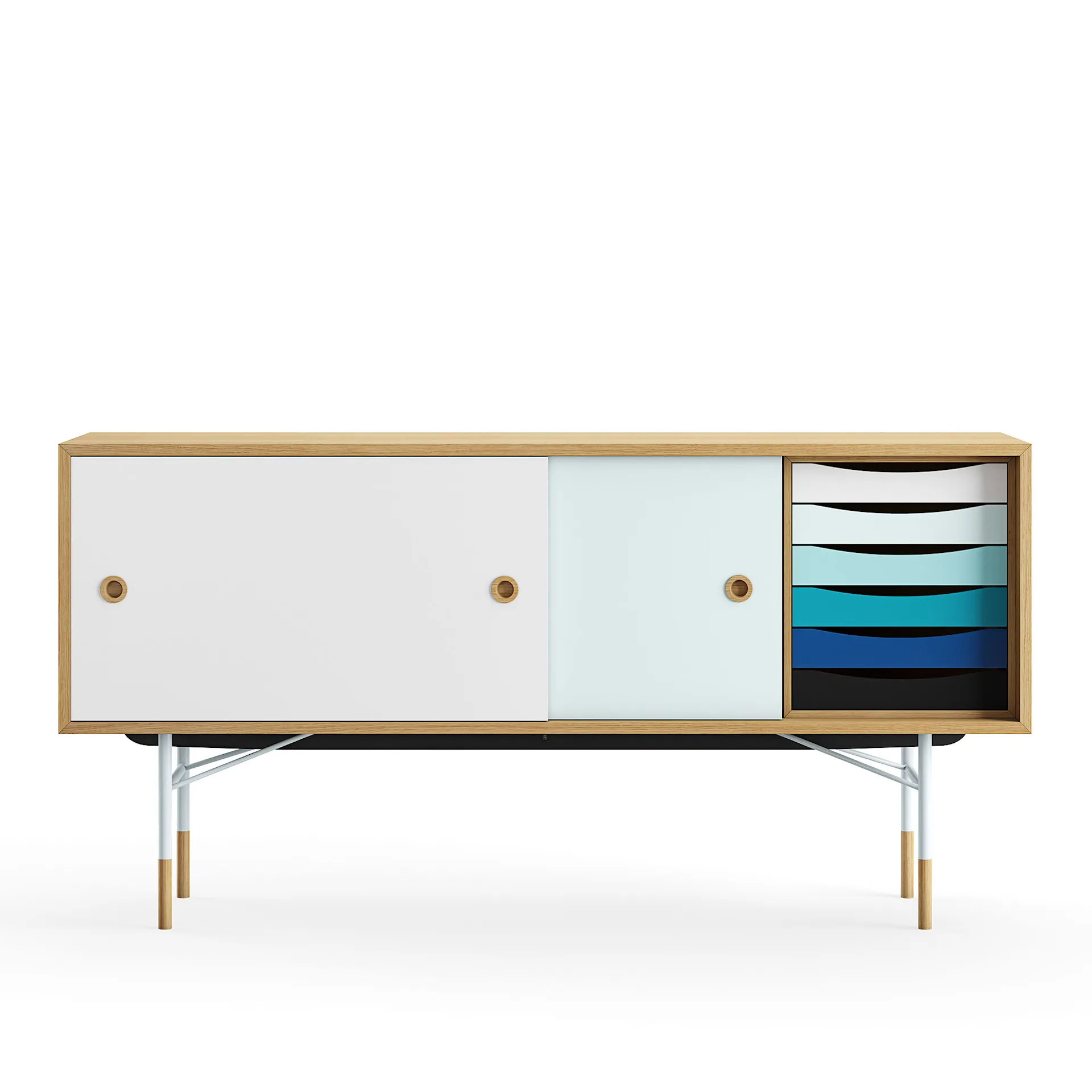 Sideboard Cold med lådor Dark oiled oak White/Light Blue - House of Finn Juhl - Finn Juhl - NO GA