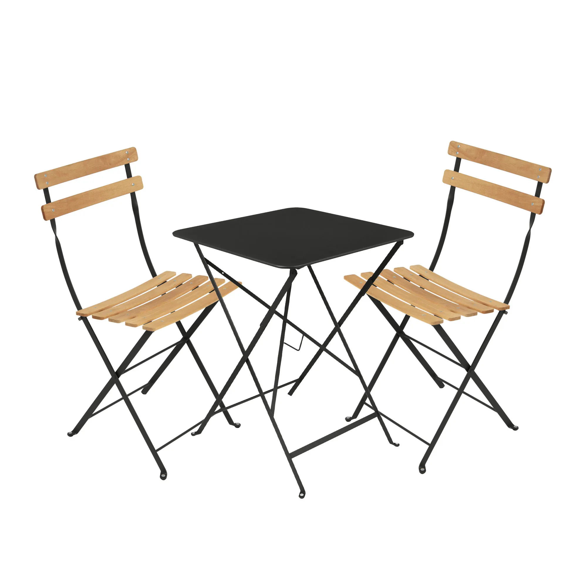 Bistro matgrupp bord 57cm & 2 trä stolar - 1