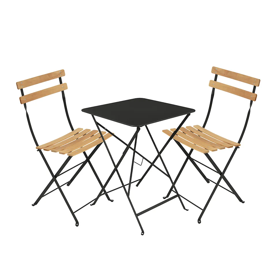 Bistro matgrupp bord 57cm & 2 trä stolar