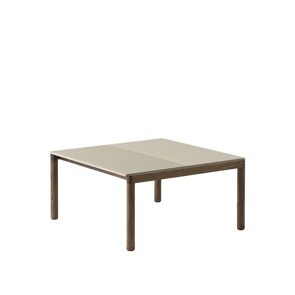 Couple Coffee Table / 80 x 84 x 40 cm - 1 Plain 1 Wavy - Sand/Dark Oiled Oak