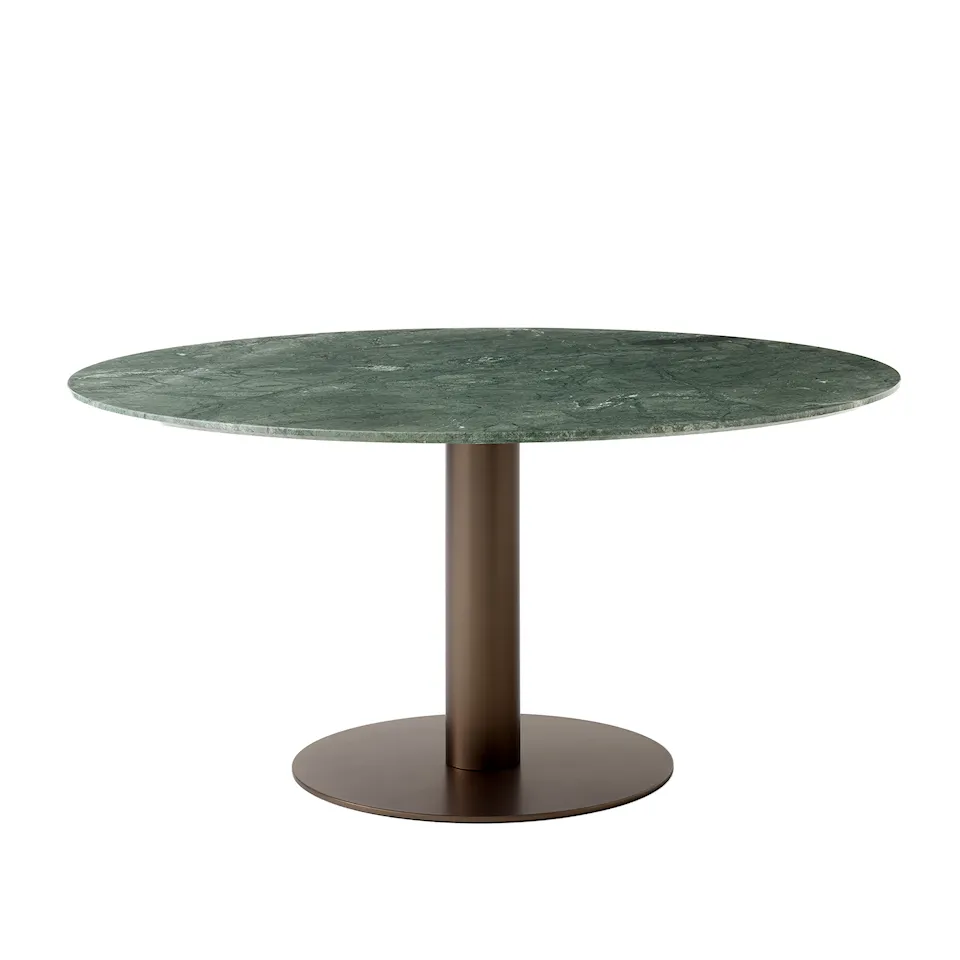 In Between Dining Table SK20 Ø150 H73 cm Bronzed center base Marble Verde Guatemala