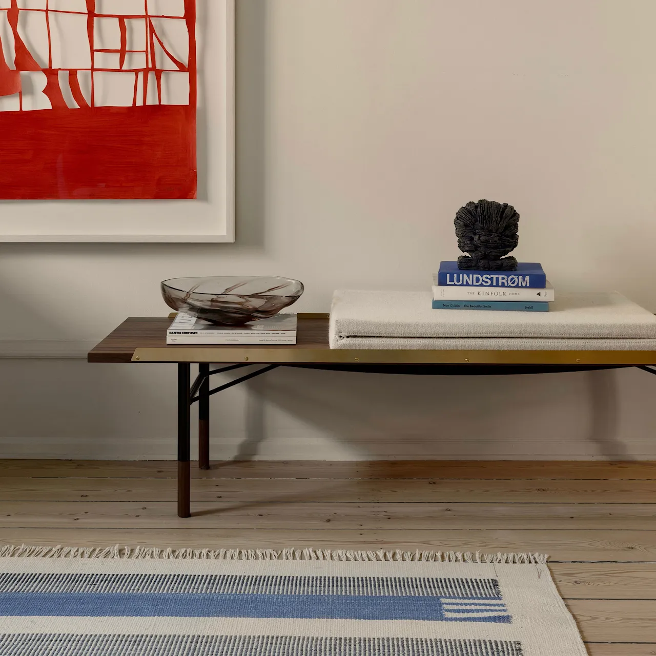 Table Bench bänk Large med mässingskanter