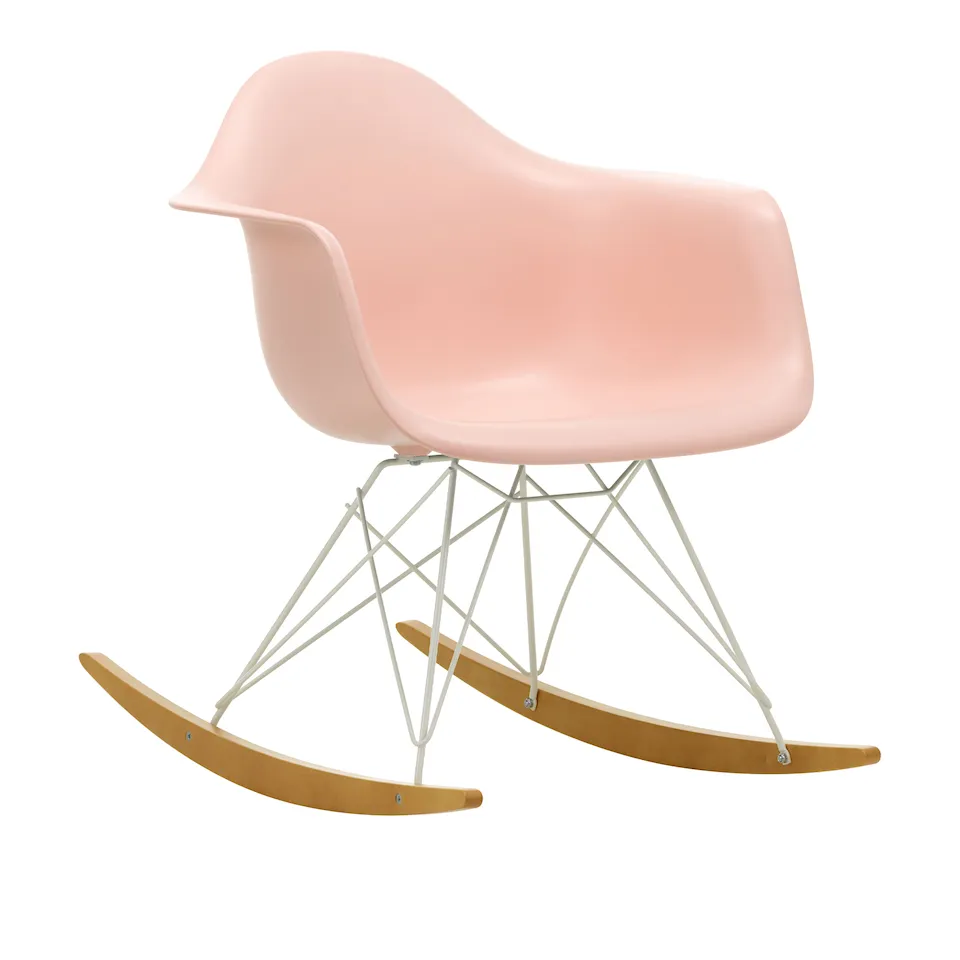 Eames Plastic Armchair RAR - 41 Pale Rose - White Base - Golden Maple