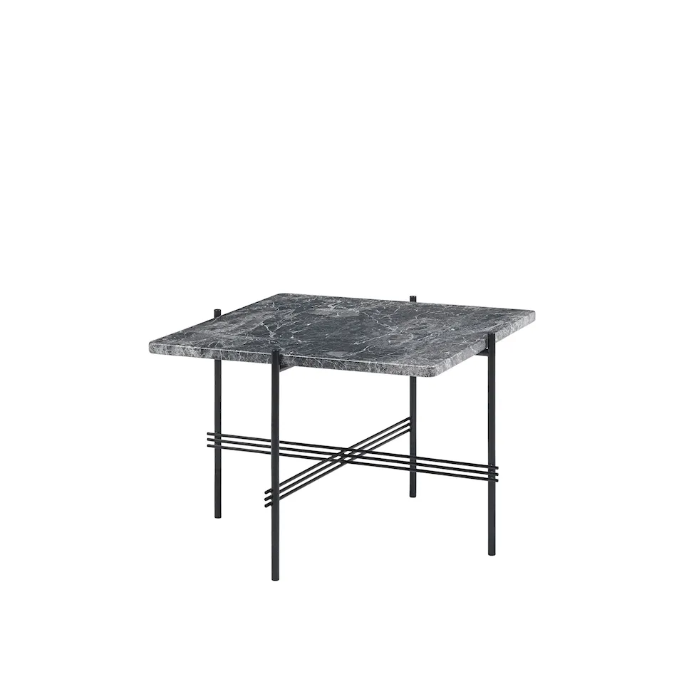 TS Coffee Table Square 55 x 55 cm, Black Base, Grey Emperador Marble