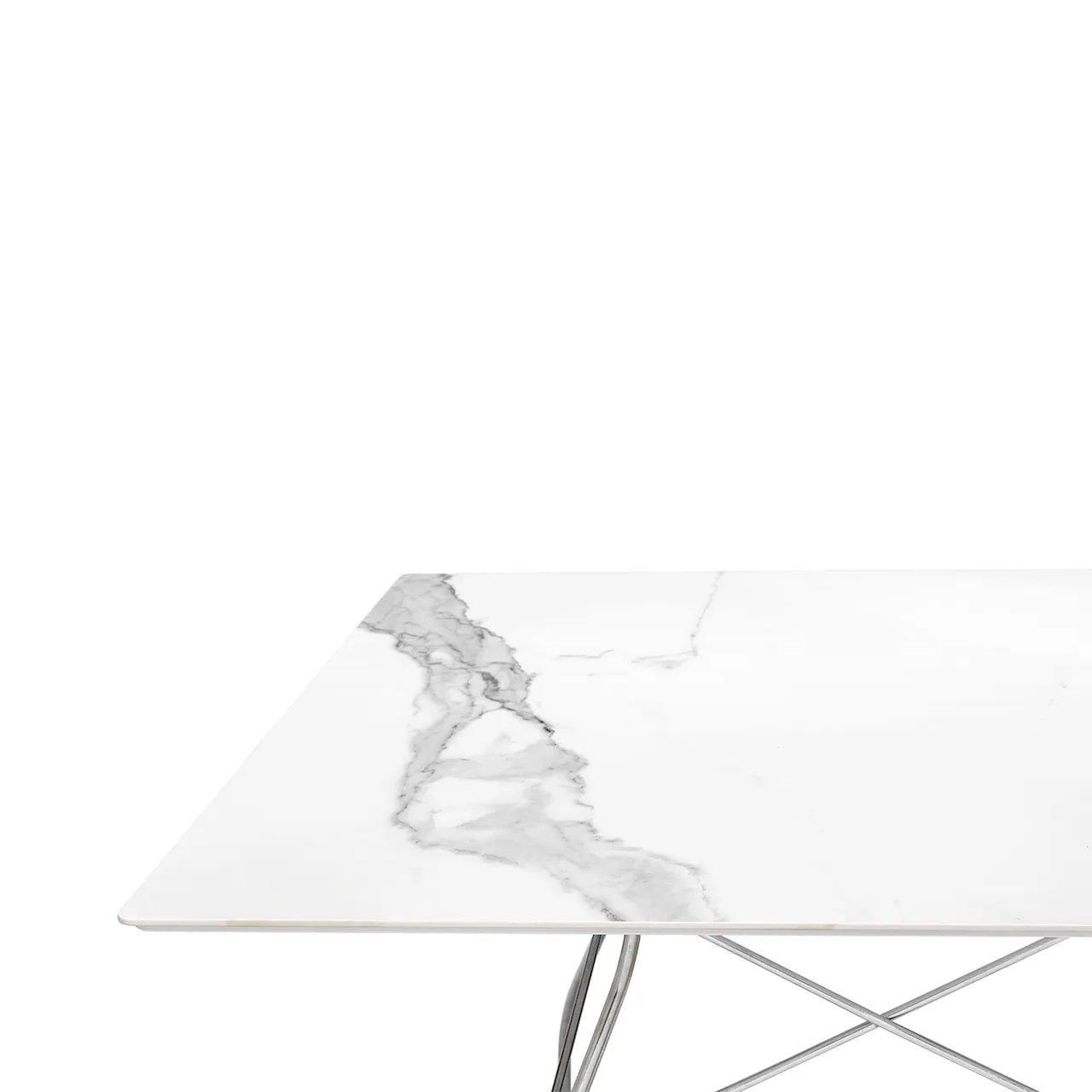 Glossy Square Table 118x118 Marble Top, Black Painted Steel Frame Black Marquina