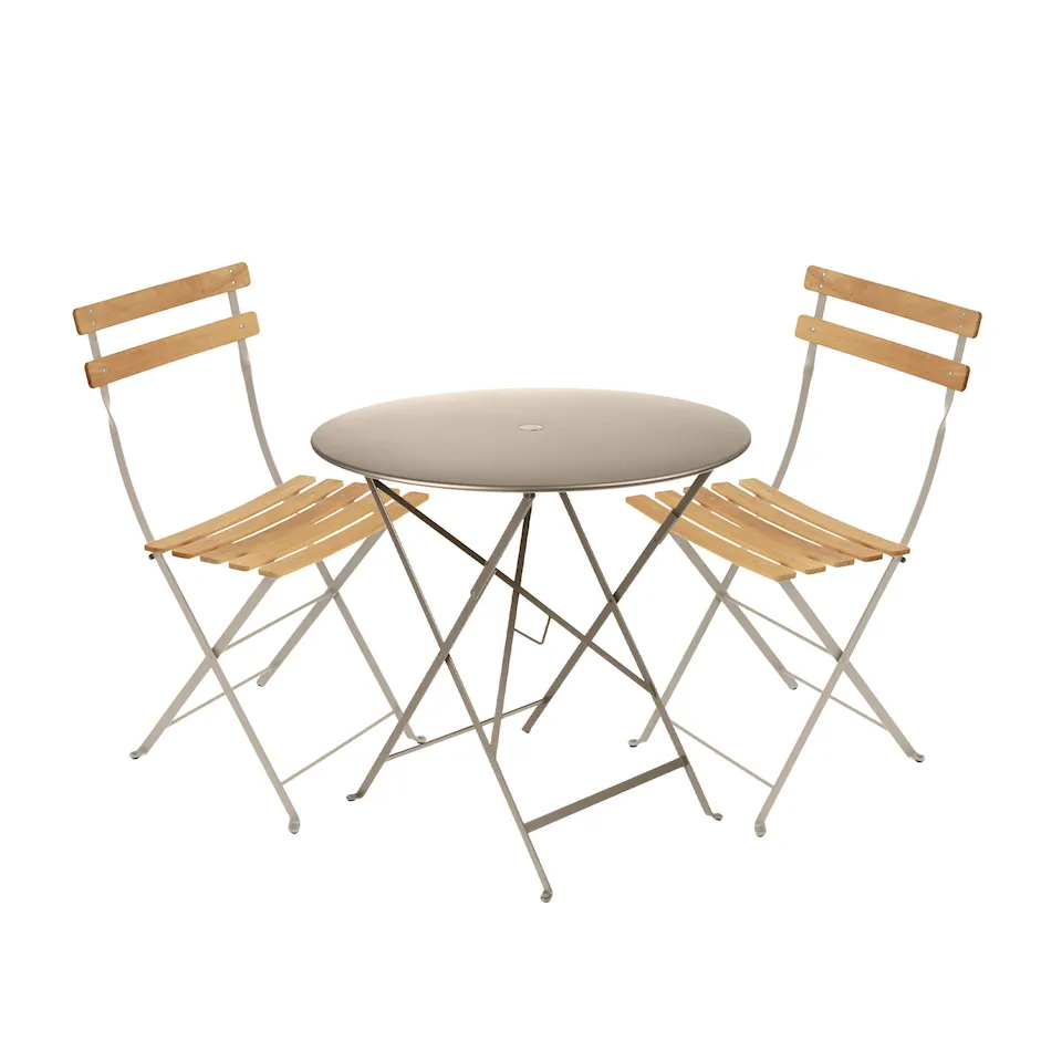 Bistro Matgrupp Bord Ø77 cm & 2 st Natural Chair